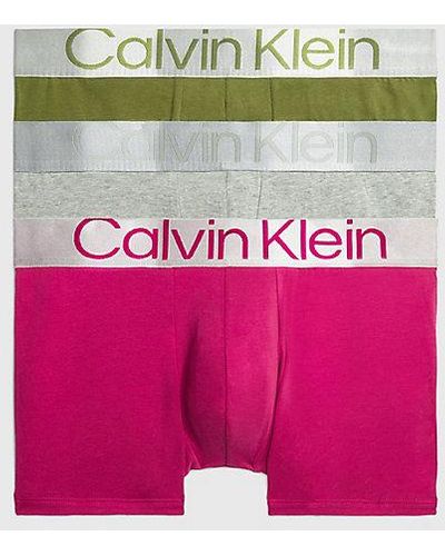 Calvin Klein 3 Pack Trunks - Steel Cotton - - Multi - Men - Xl - Roze