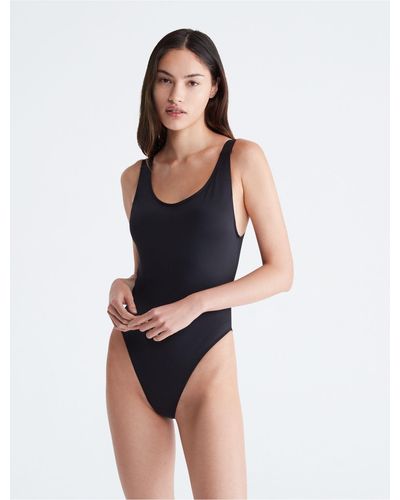 Calvin Klein Intense Power Scoopneck Swimsuit - Black