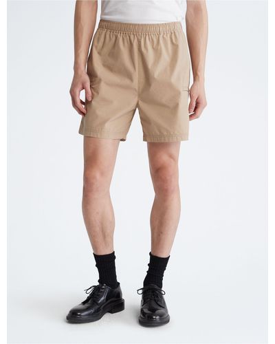 Calvin Klein Khakis Poplin Cotton Pull-on Shorts - Natural