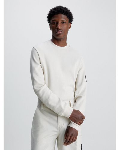 Calvin Klein T-shirt slim gaufré à manches longues - Neutre