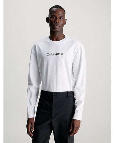 Calvin Klein T-shirt Met Lange Mouwen En Logo - Wit
