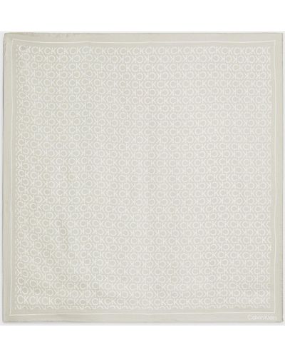Calvin Klein Silk Logo Scarf - White