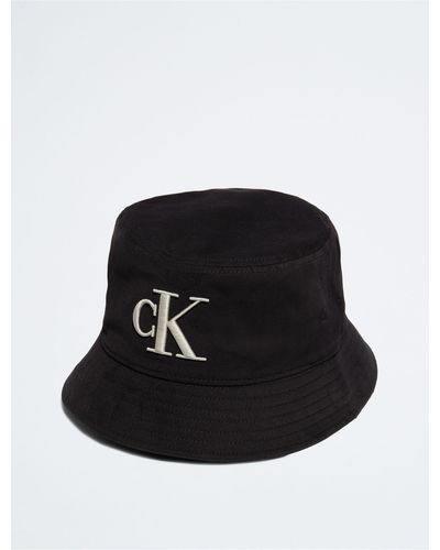 Calvin Klein Embroidered Monogram Logo Twill Bucket Hat - Black