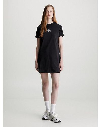 Calvin Klein Boyfriend T-shirtjurk Met Monogram - Zwart