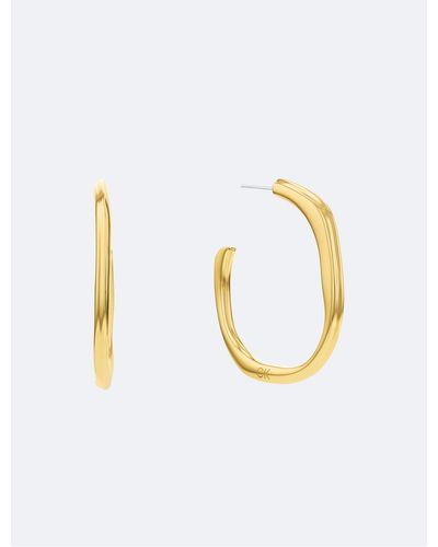 Calvin Klein Organic Shape Hoop Earrings - Metallic
