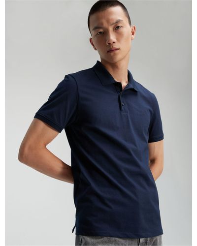 Calvin Klein Smooth Cotton Polo Shirt - Blue