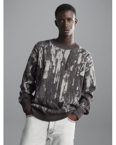 Calvin Klein Cotton Jacquard Knit Jumper - Grey
