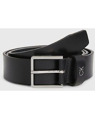 Calvin Klein Leather Belt - - Black - Men - 80 Cm - Zwart