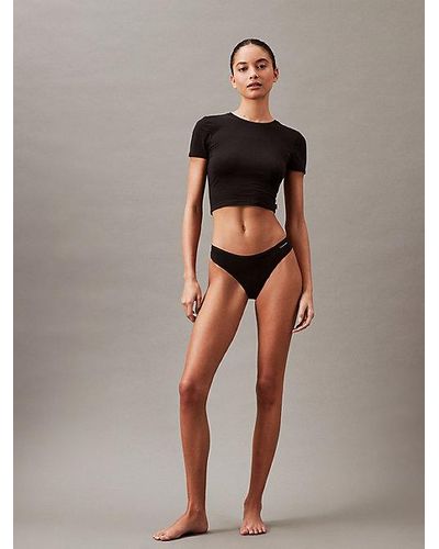 Calvin Klein String Met Lage Taille - Ideal Cotton - Zwart