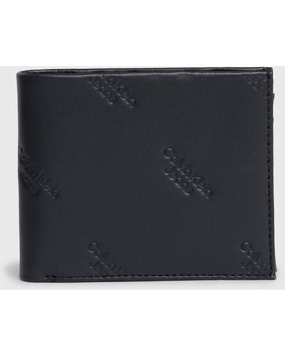 Calvin Klein Portefeuille fin en cuir anti-RFID avec logo - Noir