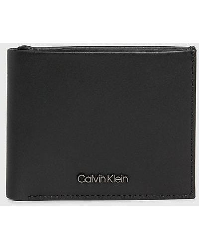 Calvin Klein Cartera de piel con compartimento para billetes y monedero y RFID - Negro