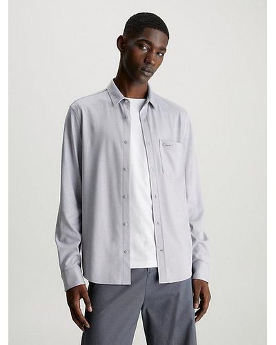 Calvin Klein Slim Overhemd Van Jersey Katoen - Wit