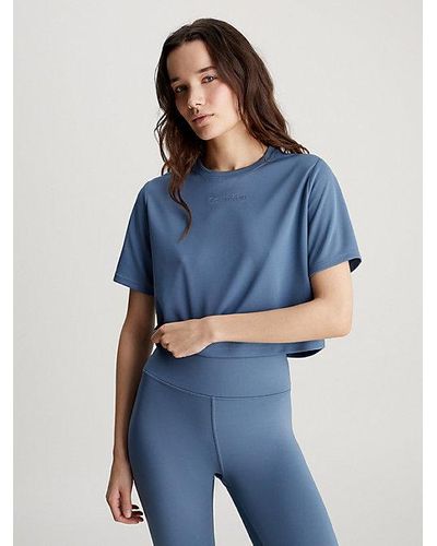 Calvin Klein Cropped Sport T-shirt - Blauw