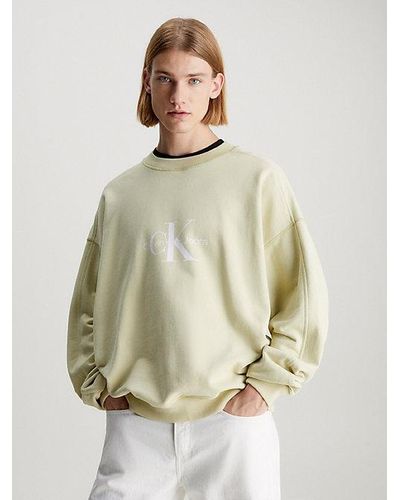 Calvin Klein Oversized Sweatshirt Met Monogram - Naturel