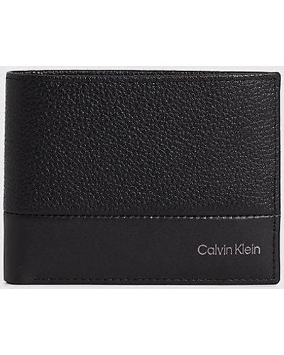Calvin Klein Leather Billfold Wallet - - Black - Men - One Size - Negro