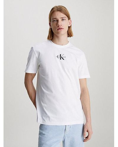 Calvin Klein Camiseta de algodón con monograma - Blanco