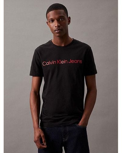 Calvin Klein Schmales Logo-T-Shirt Aus Bio-Baumwolle - Blau