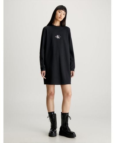 Calvin Klein Milano Long Sleeve T-shirt Dress - Black