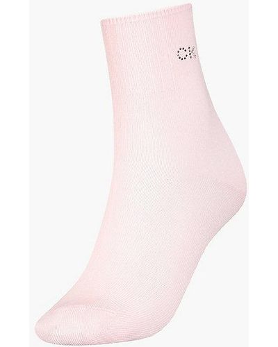 Calvin Klein Crystal Logo Crew Socks - - Pink - Women - One Size - Roze