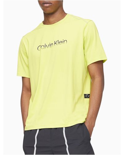 Calvin Klein Performance Logo Tape Crewneck T-shirt - Yellow