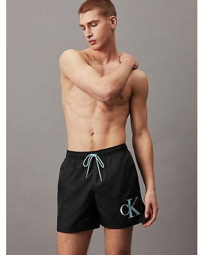 Calvin Klein Bañador de largo medio con cordón - CK Monogram - Negro
