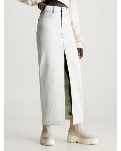 Calvin Klein Jupe longue en jean - Blanc