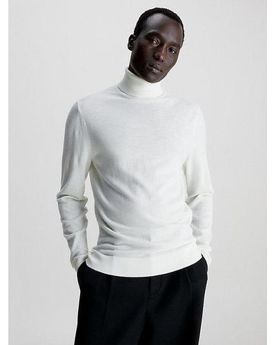 Calvin Klein Jersey de cuello vuelto de lana merino - Blanco