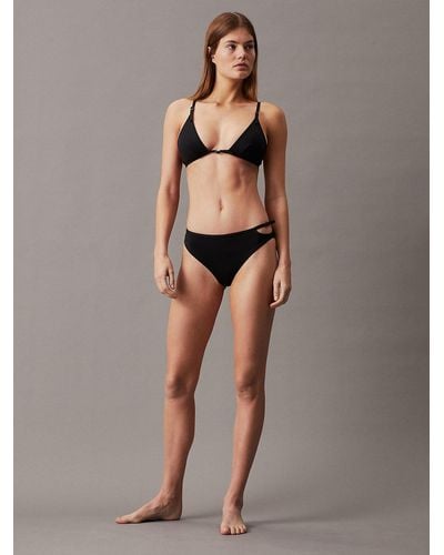 Calvin Klein Triangle Bikini Top - Ck Micro Belt - Brown