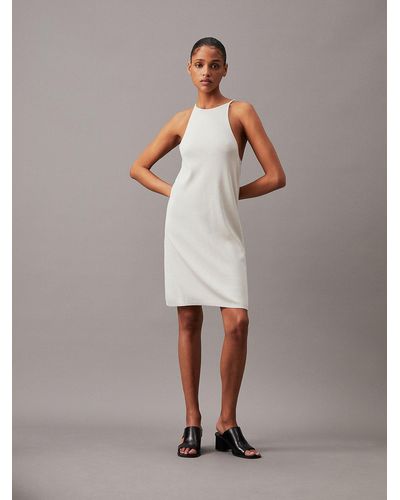 Calvin Klein Soft Ribbed Lyocell Tank Dress - White