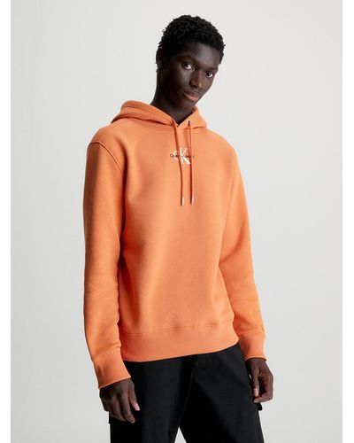 Calvin Klein Sweat à capuche en polaire de mélange de coton - Orange