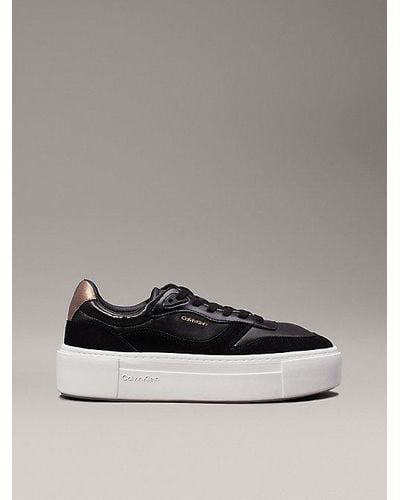 Calvin Klein Plateau-Sneakers aus Leder - Grau