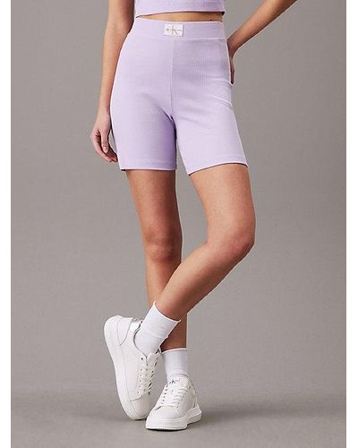 Calvin Klein Shorts slim de canalé de algodón - Morado