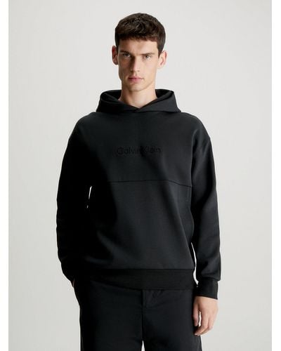 Calvin Klein Sweat-shirt à capuche avec logo gravé en creux - Noir