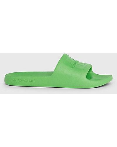 Calvin Klein Slippers mit Struktur - Grün