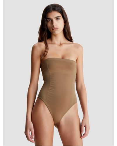 Calvin Klein Seamless Bandeau Swimsuit - Natural