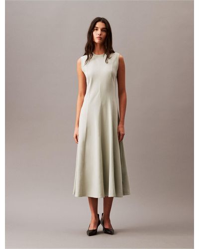 Calvin Klein Cotton Jersey A-line Midi Dress - Natural