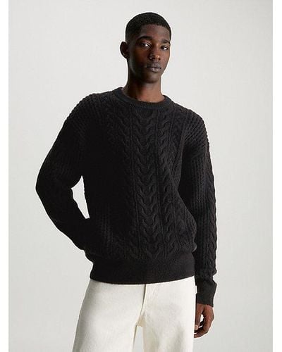 Calvin Klein Jersey de punto de mezcla de lana trenzada - Negro
