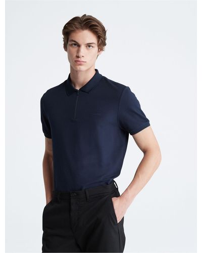 Calvin Klein Tech Zip Polo Shirt - Blue