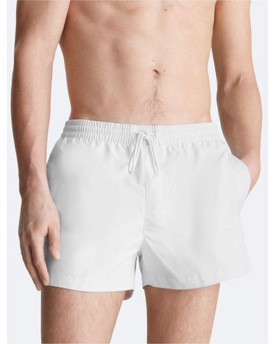 Calvin Klein Logo Tape Drawstring Swim Shorts - White