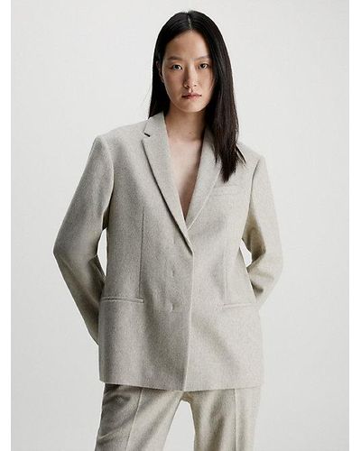 Calvin Klein Blazer de lana tailored oversized - Gris