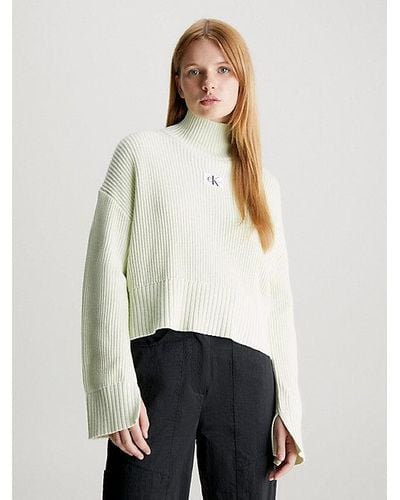 Calvin Klein Lässiger Pullover mit Rollkragen - Weiß