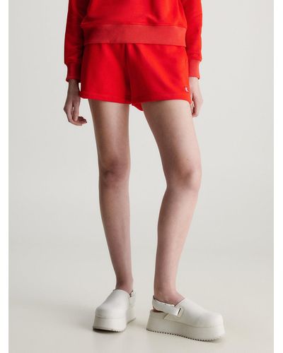 Calvin Klein Cotton Terry Jogger Shorts - Red