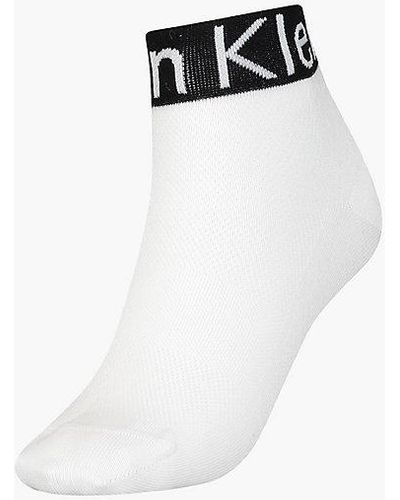 Calvin Klein Logo Ankle Socks - - White - Women - One Size - Wit
