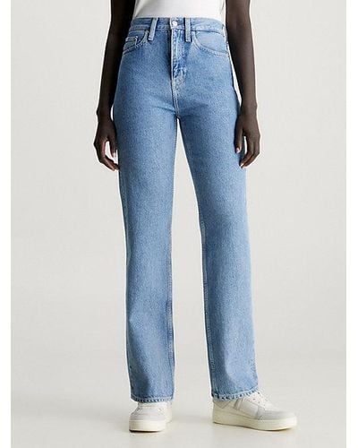 Calvin Klein High Rise Straight Jeans - Azul