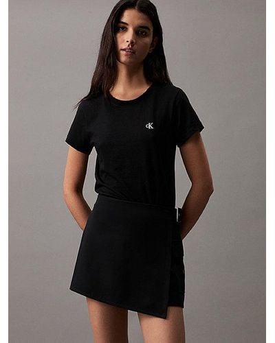 Calvin Klein Slim Organic Cotton T-shirt - - Black - Women - M - Zwart