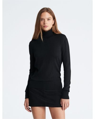 Calvin Klein Merino Turtleneck Sweater - Black