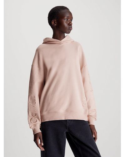 Calvin Klein Sweat-shirt à capuche oversize avec logo - Rose