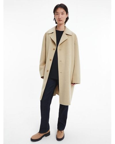 Calvin Klein Bonded Wool Coat - Ck Standards - Natural