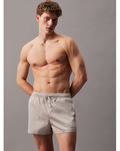 Calvin Klein Short de bain court indéchirable avec cordon de serrage - Gris