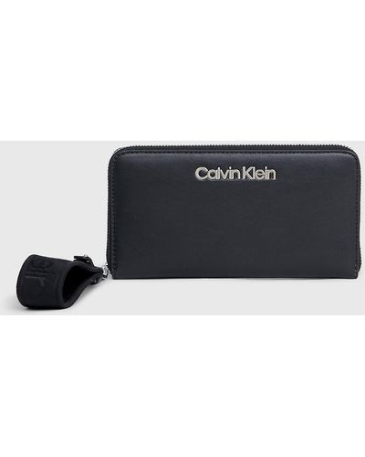 Calvin Klein Portefeuille zippé anti-RFID avec dragonne - Blanc
